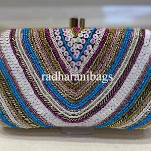 Handmade Beaded Sequin Clutch: Multicolor Evening Bag