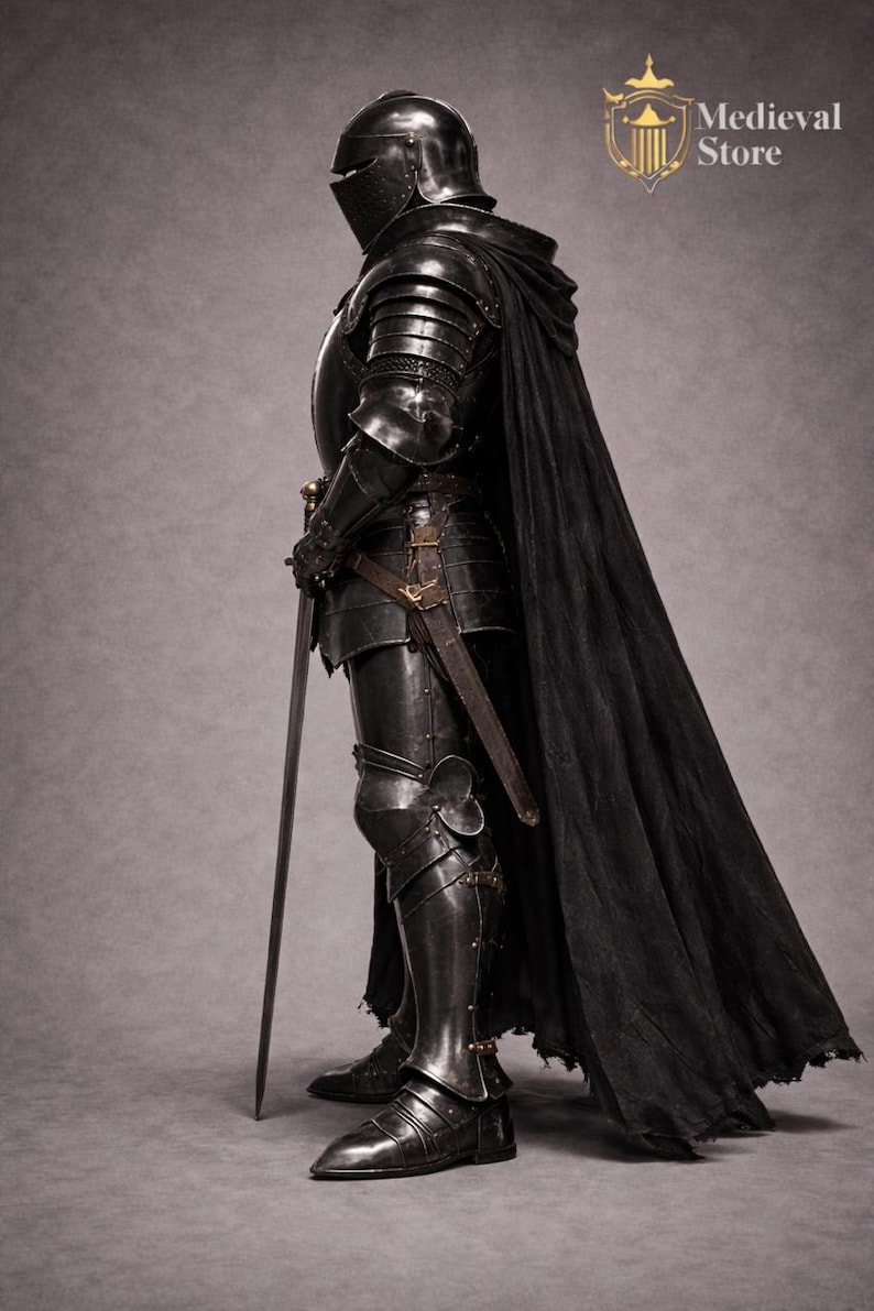 Black Knight Armor Full Plate Wearable Gothic Medieval Armor Suit Dark ...