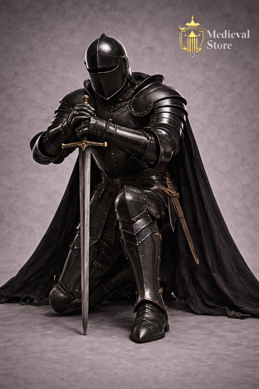 Black Knight Armor Full Plate Wearable Gothic Medieval Armor Suit Dark ...
