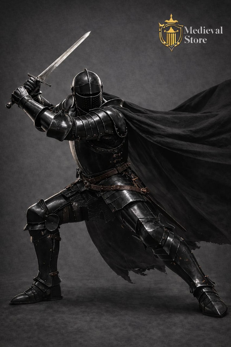 Black Knight Armor Full Plate Wearable Gothic Medieval Armor Suit Dark ...