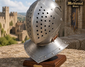 Crusader Great Helmet, Medieval Knight Helmet Display, Steel Armor Decor, Gothic Collectible Helmet , Historical Decor Piece