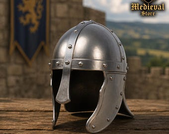 Viking Nasal Helmet Steel – Norman Medieval Helmet Armor – LARP Cosplay Crusader Helmet, Historical Reenactment Gear