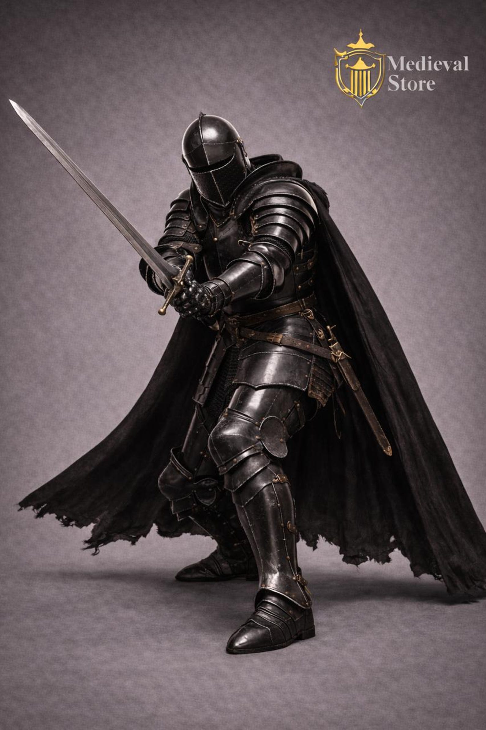 Black Knight Armor Full Plate Wearable Gothic Medieval Armor Suit Dark ...