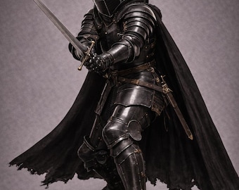 Svart riddare rustning helplåt bärbar gotisk medeltida rustningsdräkt mörk stål LAJP-kostym renässans krigare rustning cosplay-dräkt