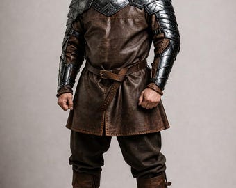 Gothic Medieval Armor Costume, Viking Warrior Outfit, Renaissance Faire Armor, LARP Knight Costume, Handmade Halloween Armor
