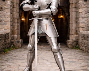 Full Medieval Knight Armor Suit with Sword – Handmade Steel Knight Armor Set – Medieval Costume Armor for Display, Cosplay,LARP & Home Decor