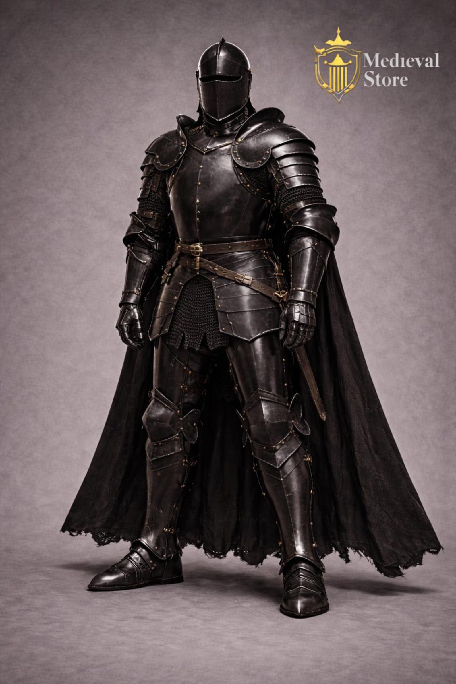 Black Knight Armor Full Plate Wearable Gothic Medieval Armor Suit Dark ...