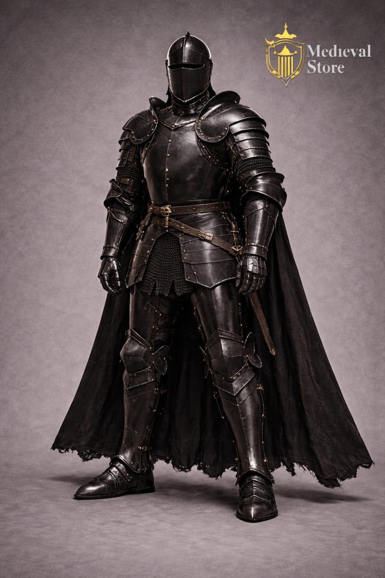 Black Knight Armor Full Plate Wearable Gothic Medieval Armor Suit Dark ...