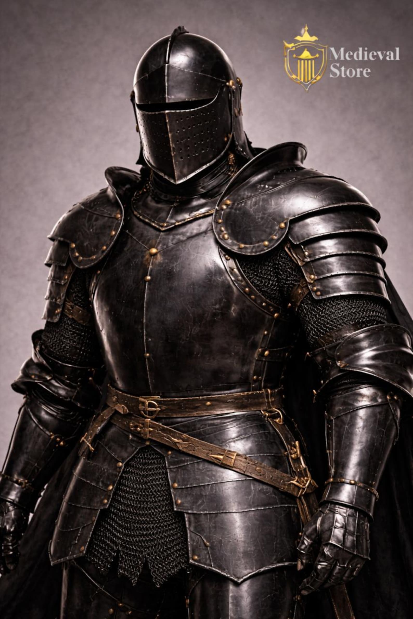 Black Knight Armor Full Plate Wearable Gothic Medieval Armor Suit Dark ...