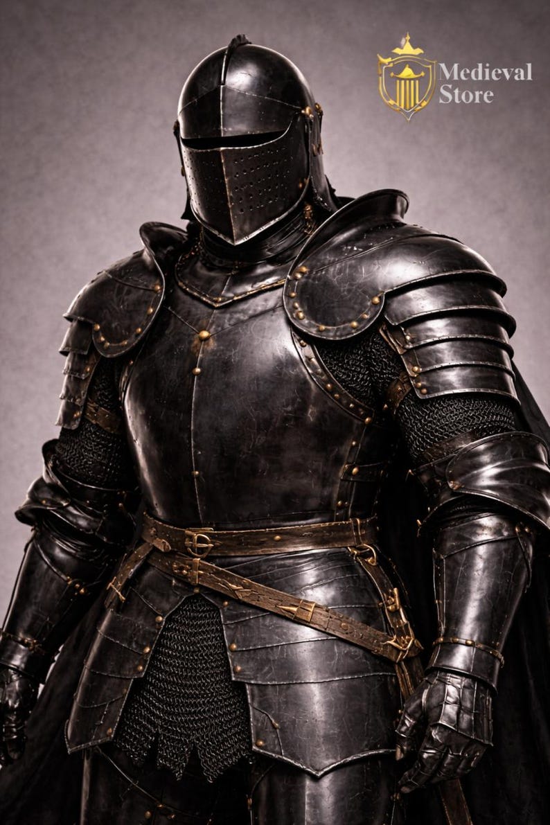 Black Knight Armor Full Plate Wearable Gothic Medieval Armor Suit Dark ...