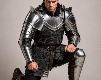 Handmade Medieval Armor Suit – Knight Steel Armor Costume for Men – LARP Renaissance Faire Warrior Outfit - Fantasy Halloween Costum