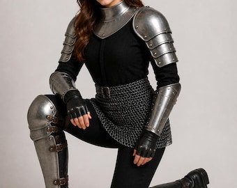 Female Medieval Armor Costume, Steel Knight Armor for Women, LARP Cosplay Armor Set, Renaissance Faire Warrior Outfit, Halloween  Costume