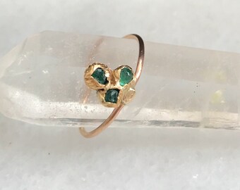 READY TO SHIP, Emerald Gold Ring, Gemstone Gold Ring, Rings for Her, Solid Gold Ring, Gold Birthstone Ring, Stackable Gold Ring