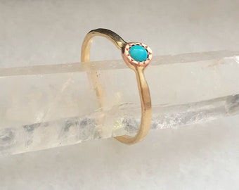READY TO SHIP, Turquoise Gold Ring, Gemstone Gold Ring, Rings for Her, Solid Gold Ring, Gold Birthstone Ring, Stackable Gold Ring