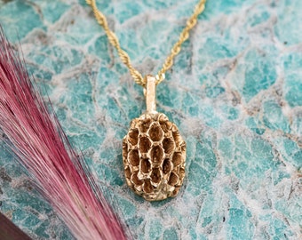 READY TO SHIP, Gold Cypress Seed Pod Pendant Necklace, Seed Pod Necklace, Inspired By Nature, Gold Seed Pod, Nature Lover Jewelry