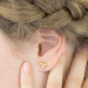 READY TO SHIP, Gold Stud Earrings, Solid Gold Studs, Gold Nugget Earrings, Triangle Gold Studs, Triangle Studs, Triangle Earrings