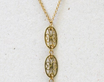 Yellow Gold Necklace, Gold Filigree, Filigree Necklace, Dainty Gold Filigree, Dainty Gold Necklace, Solid Gold Necklace, Gold Woman Necklace