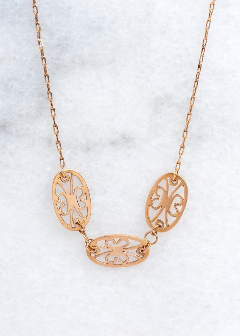 Rose Gold Necklace Gold Filigree 