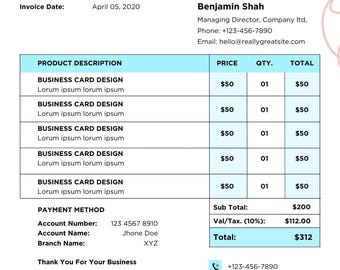 Construction Invoice Template | Editable Canva Billing Form | Contractor  Invoice | Printable & Digital Download for Tradesmen