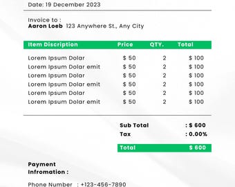 Invoice Template for Handmade Shops | Editable Canva Design