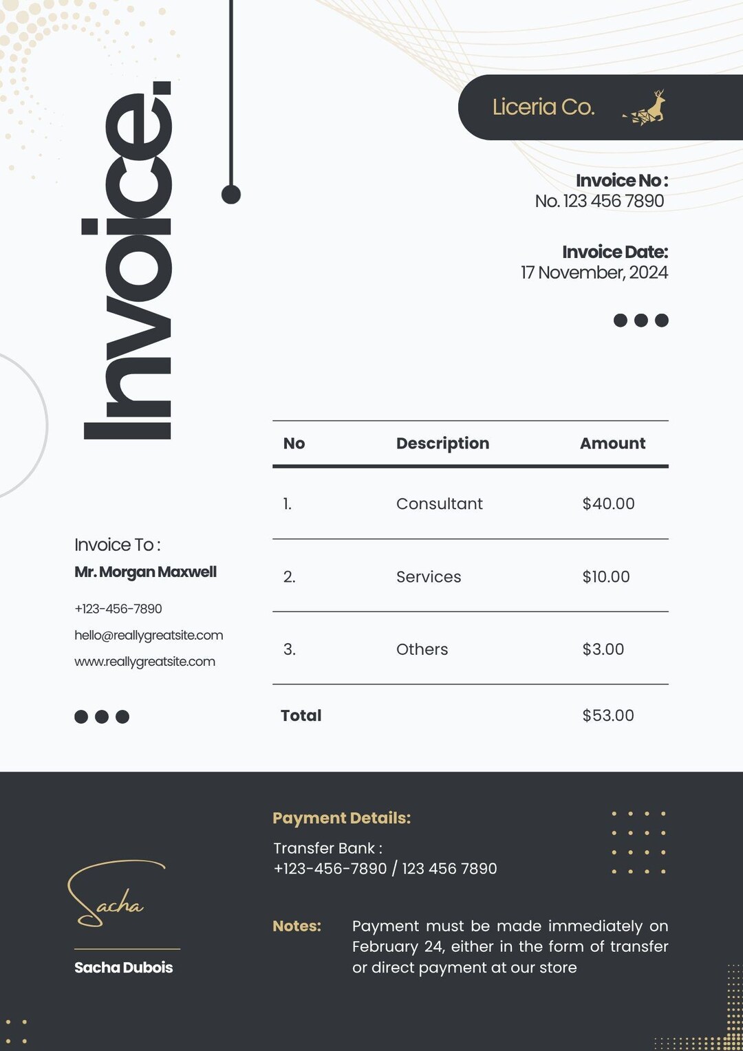 Editable Canva Invoice Template | Freelancer, Small Business (digital ...