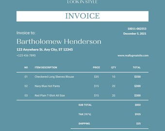 Minimalist Invoice Template | Editable Canva Design (Digital PDF)