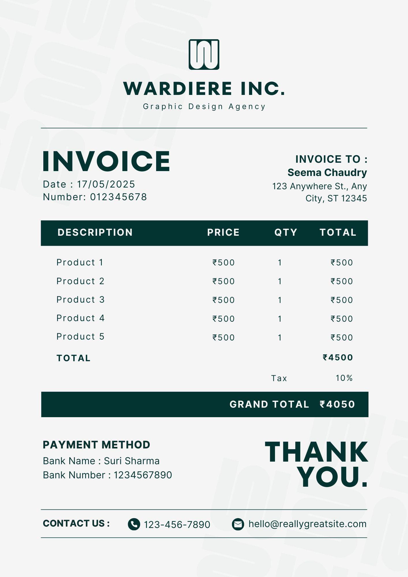 Editable Freelancer Invoice Template | Professional Business Billing ...
