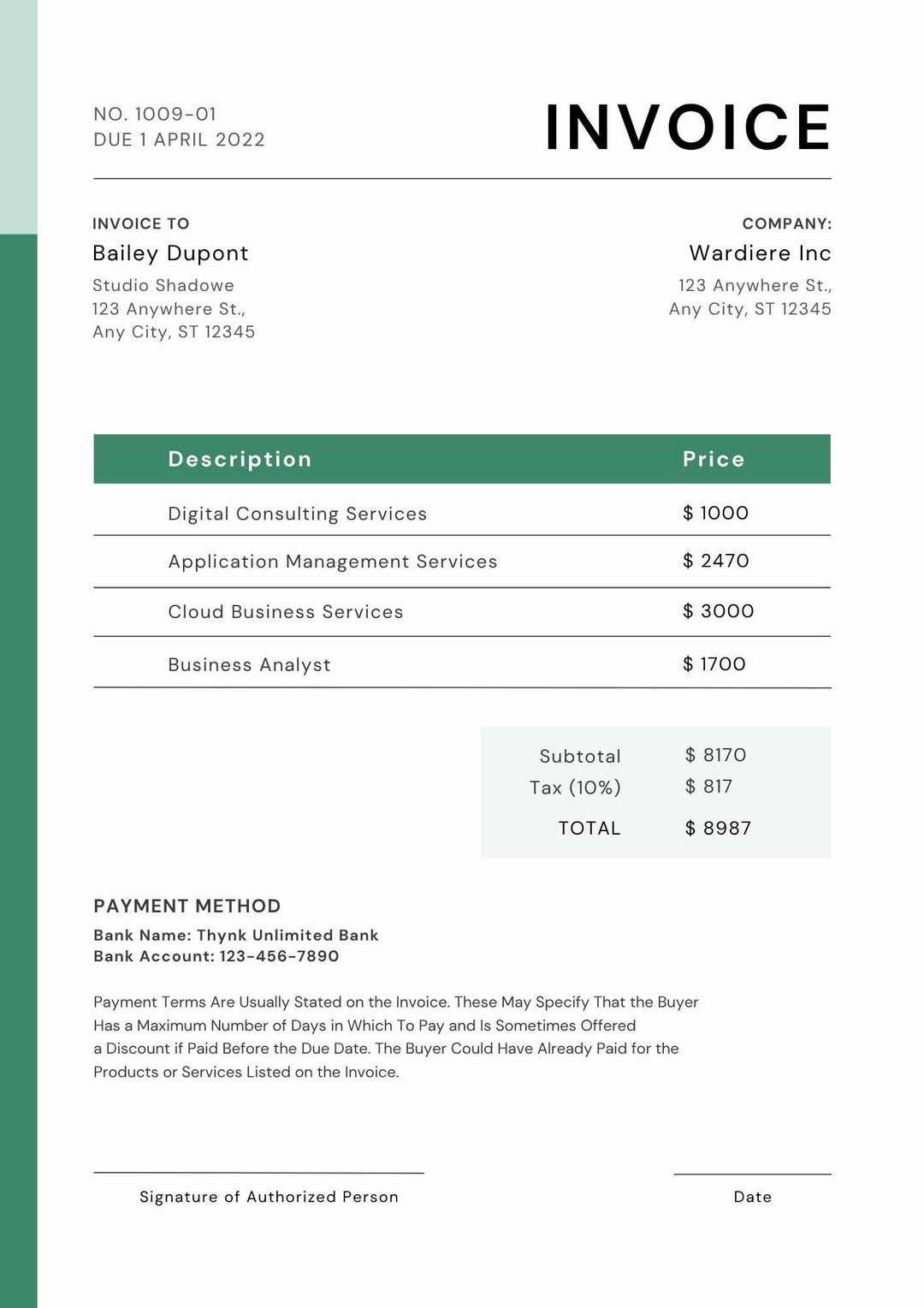 Restaurant Invoice Template | Editable Canva Billing Form | Catering ...