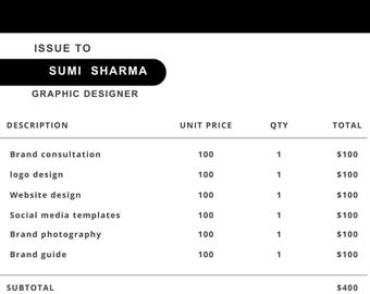 Modern Business Invoice Template | Minimalist Design (Digital Download)