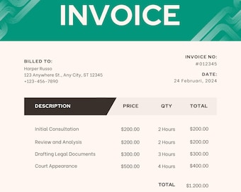 Modern Invoice Template | Editable Canva Design (Printable PDF)