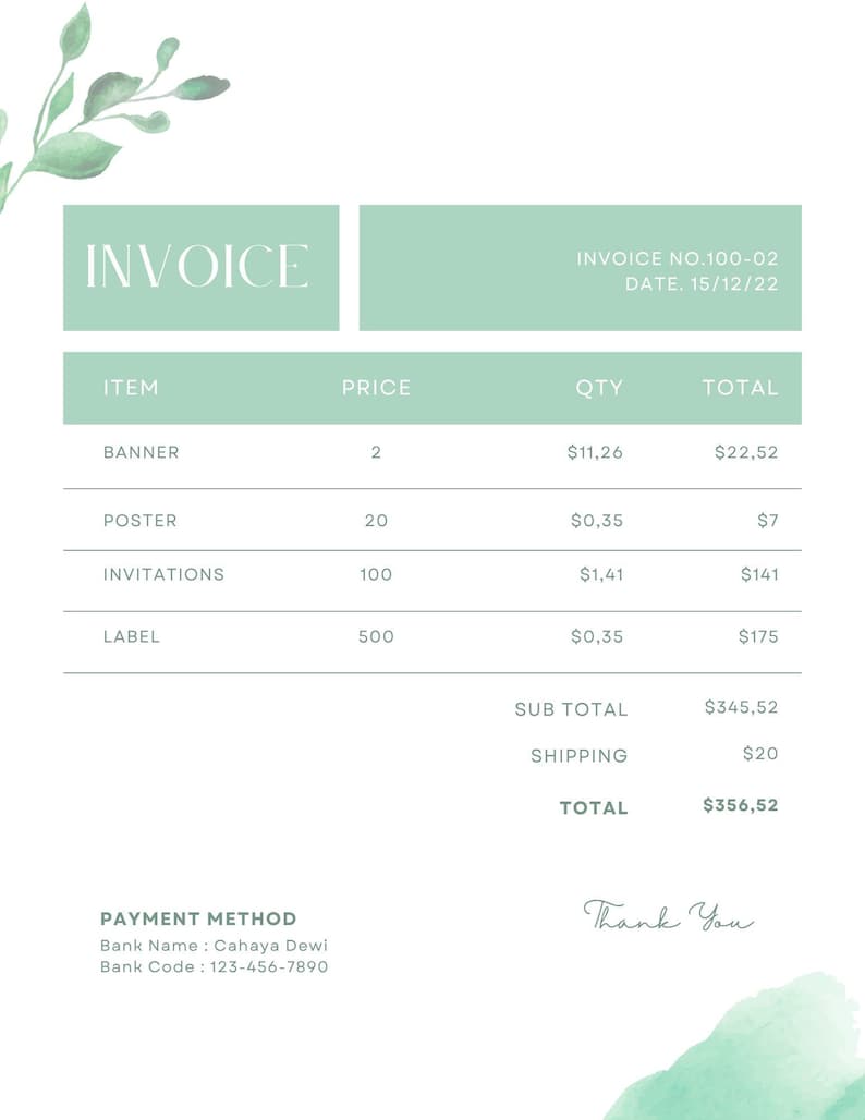 Event Billing Example Event Planner Invoice Template |editable Canva Billing Form |wedding ...