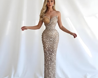 Customize Beaded Pearl Evening Dress | Sweetheart Formal Prom Gown | Elegant Party Dress for Women