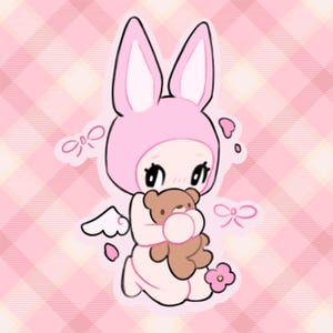 bunny angel, SonnyAngel Sticker, Cute Aesthetic Sticker, Vinyl Sticker, Trinket Stickers, Deco Sticker, Pink Kawaii Sticker, Cute Stationery