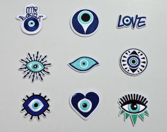 Evil Eye Applique Patch Set: Turkish Embroidered Iron-On Patches