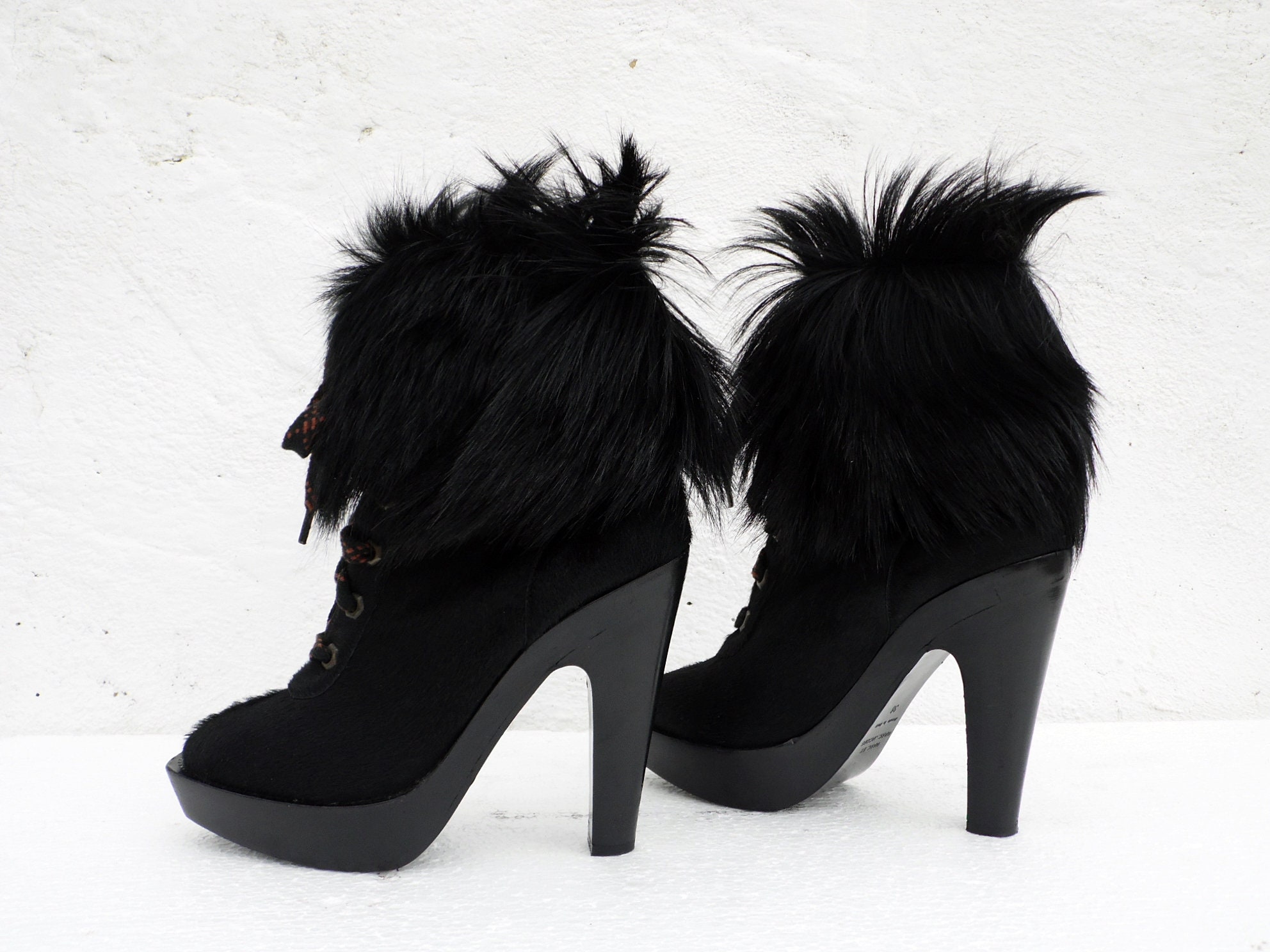 black designer platform heels