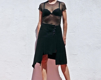 Asymmetric Black Alternative Skirt: Avant Garde Goth Grunge Punk Skirt