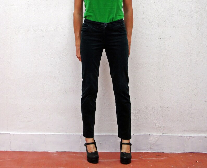 dark green velvet pants