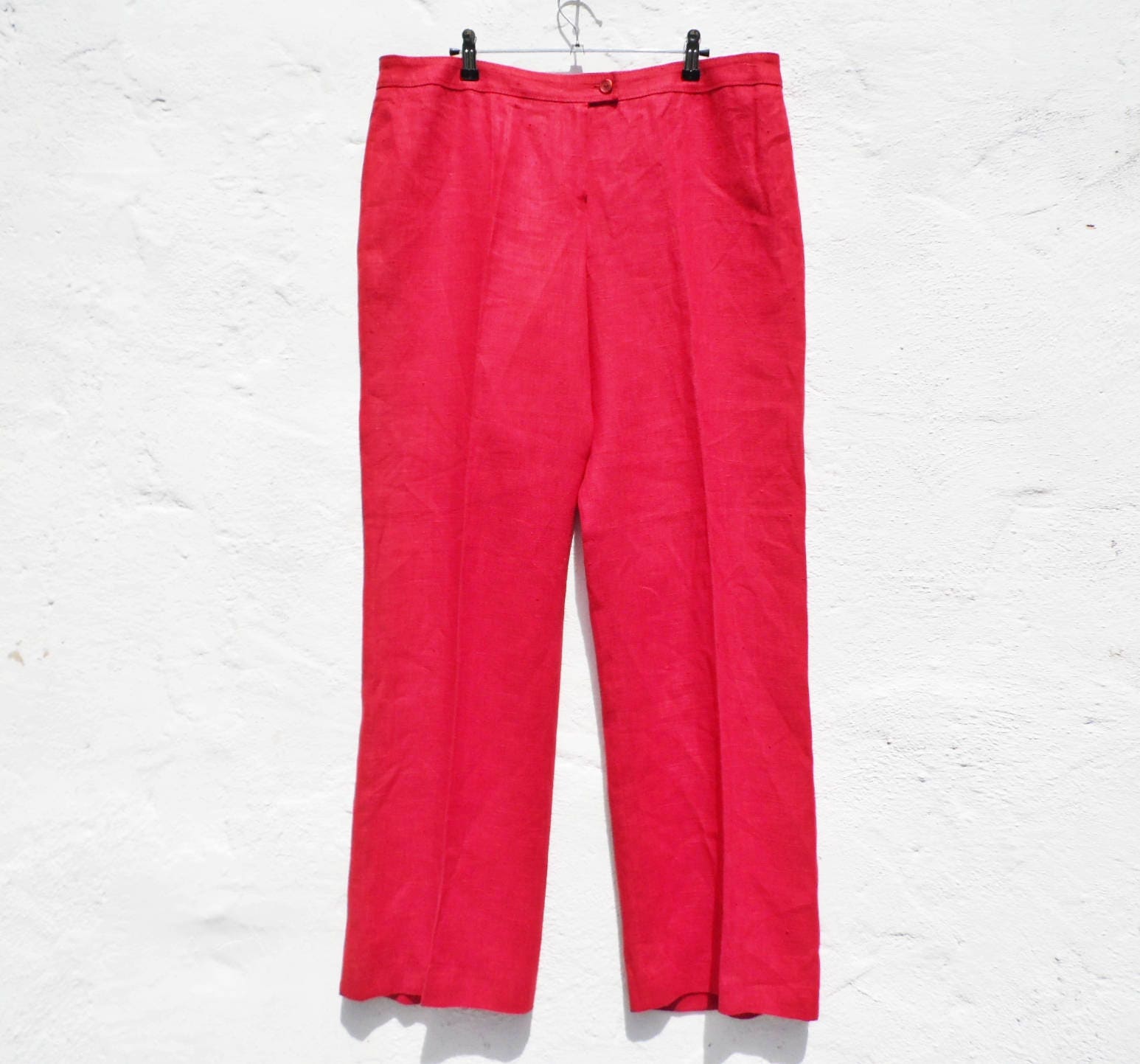 Red pants linen pants red linen trousers pleated elegant pants Etsy