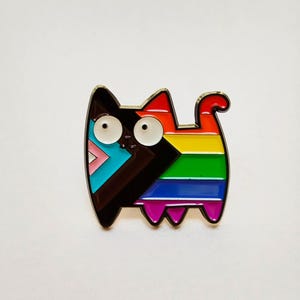 Rainbow Cat Pin: Pride Flag Kitten Brooch - Cat Lover Gift