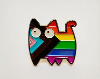 Rainbow Cat Pin: Pride Flag Kitten Brooch - Cat Lover Gift
