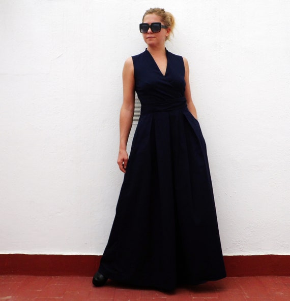 Maxi vestido azul marino formal vestido azul marino elegante | Etsy España