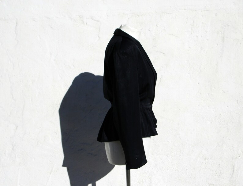 Black evening jacket 20s style jacket elegant jacket black satin jacket pleated jacket black minimalist jacket black evening blouse