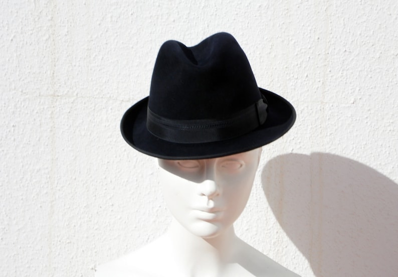 navy trilby hat