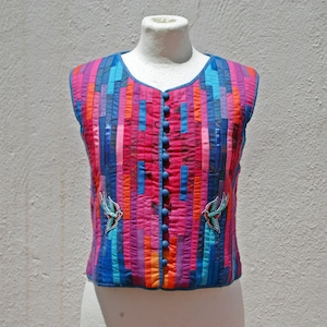 Wende Steppweste: Patchwork Weste: Handgemachte 70s Hippie Weste