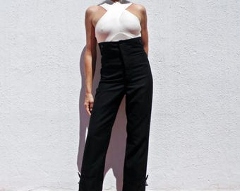 Authentic High Waist Flamenco Trousers: Spanish Steampunk Cosplay
