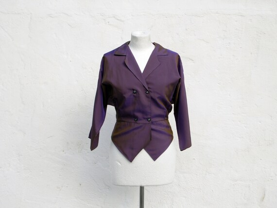 Purple jacket 80s jacket metallic jacket fitted ja
