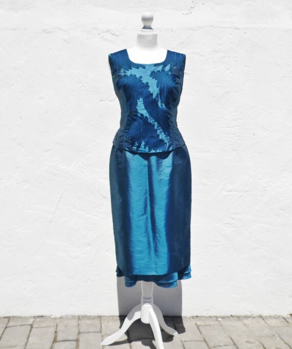 Turquoise Top And Skirt Suit Turquoise Dress Wedding Guest Etsy