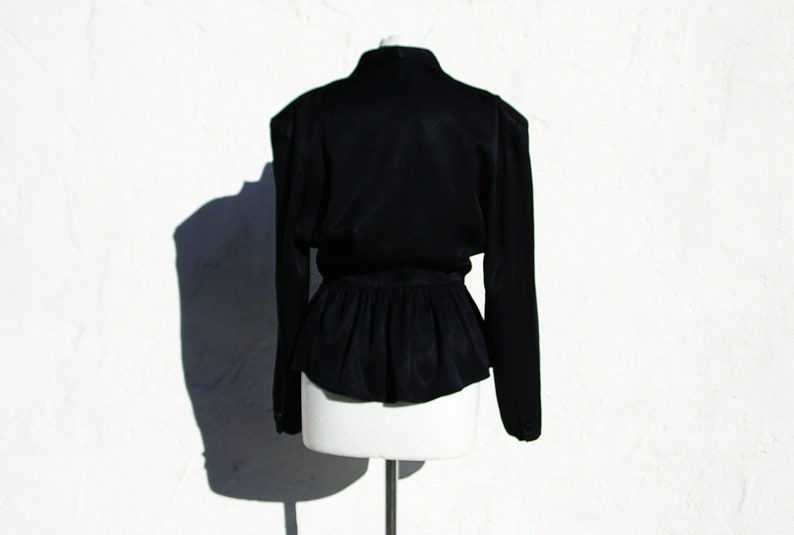 Black evening jacket 20s style jacket elegant jacket black satin jacket pleated jacket black minimalist jacket black evening blouse