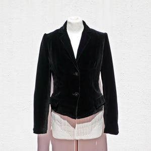 Vintage Crop Black Velvet Jacket With  Metallic Silver Tassel Fringe