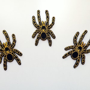 Lot de 3 écussons araignées brodés en applique gothique, écusson thermocollant arachnide